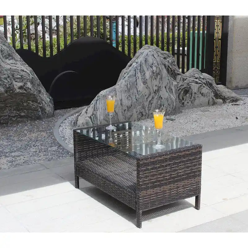 Coffee Table with Clear Tempered Glass