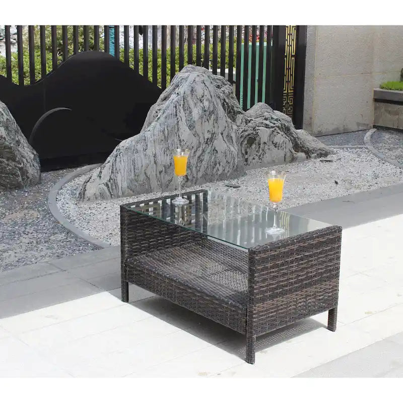 Coffee Table with Clear Tempered Glass