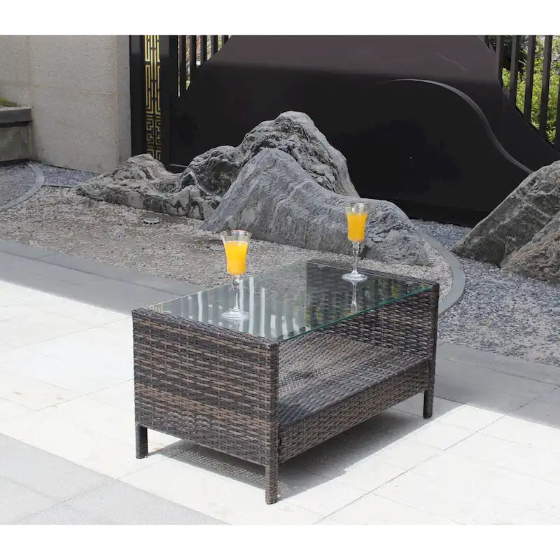 Coffee Table with Clear Tempered Glass