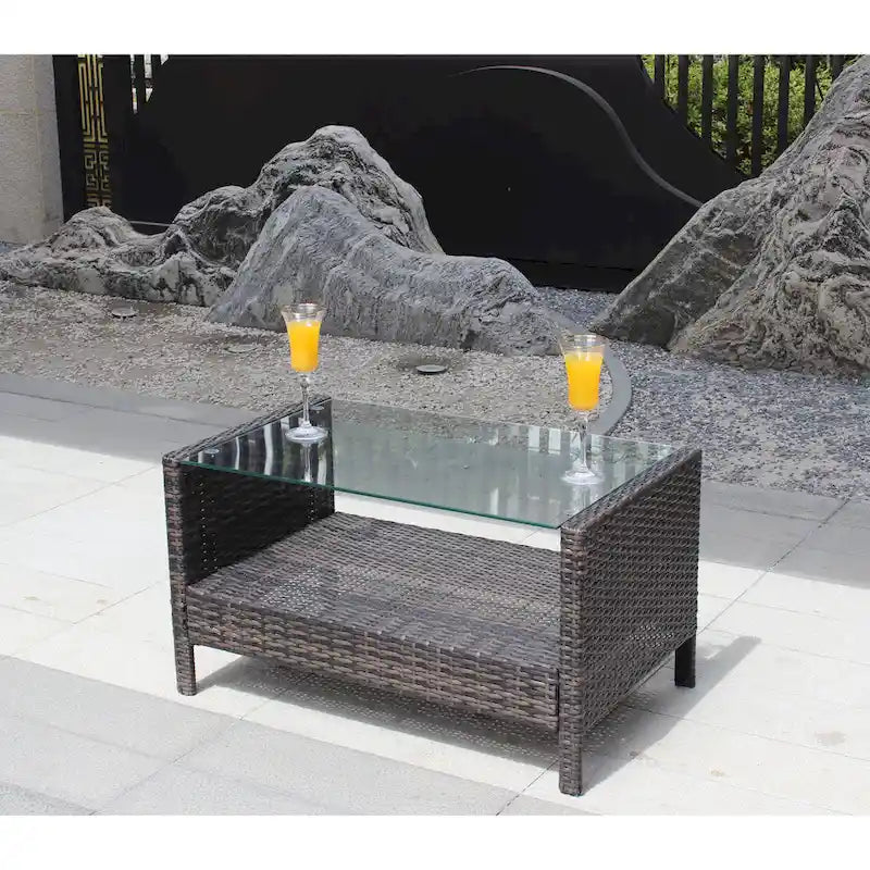 Coffee Table with Clear Tempered Glass
