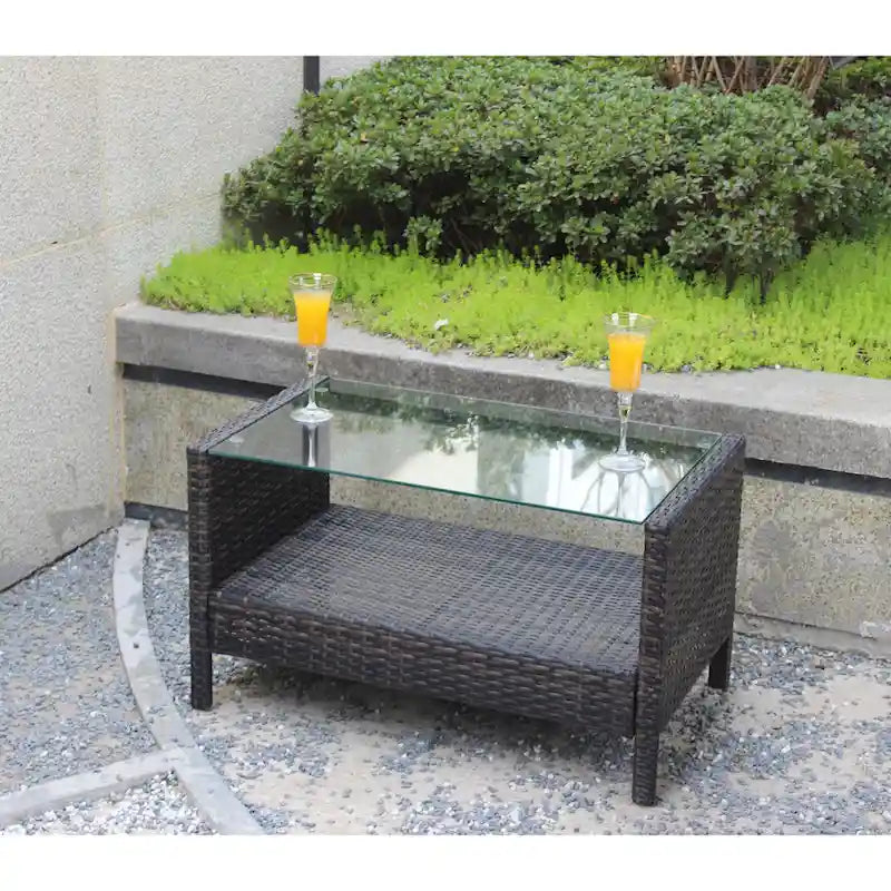 Coffee Table with Clear Tempered Glass