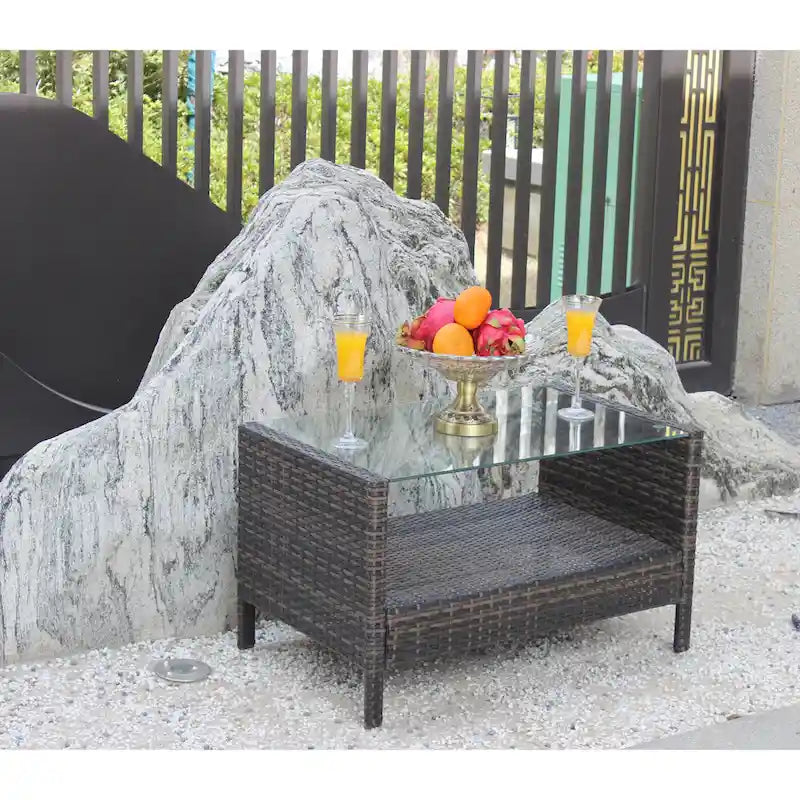 Coffee Table with Clear Tempered Glass