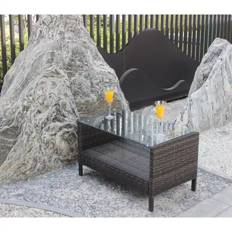 Coffee Table with Clear Tempered Glass
