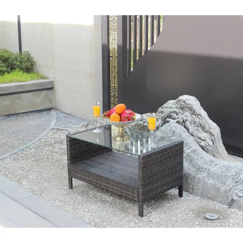 Coffee Table with Clear Tempered Glass