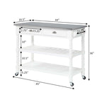 Convenience Concepts French Country 3 Tier Stainless Steel Kitchen Cart with Drawers