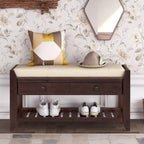 Modern Multipurpose Entryway Storage Bench With Upholstered Seat and Drawers
