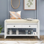 Modern Multipurpose Entryway Storage Bench With Upholstered Seat and Drawers