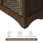 Rustic Storage Cabinet with Two Drawers and Four Classic Rattan Basket for Dining Room/Entryway/Living Room