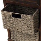 Rustic Storage Cabinet with Two Drawers and Four Classic Rattan Basket for Dining Room/Entryway/Living Room