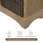 Rustic Storage Cabinet with Two Drawers and Four Classic Rattan Basket for Dining Room/Entryway/Living Room