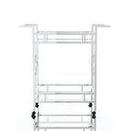 Foroka Contemporary Chrome 2-Shelf Serving Cart with Casters by Furniture of America