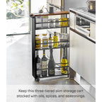 Yamazaki Home Slim Storage Cart, Steel, Holds 26.4 lbs, Minimal Assembly - L 18.7 x W 5.12 x H 31.69 inches