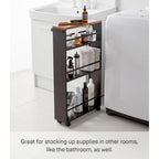 Yamazaki Home Slim Storage Cart, Steel, Holds 26.4 lbs, Minimal Assembly - L 18.7 x W 5.12 x H 31.69 inches