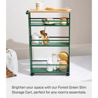 Yamazaki Home Slim Storage Cart, Steel, Holds 26.4 lbs, Minimal Assembly - L 18.7 x W 5.12 x H 31.69 inches