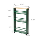 Yamazaki Home Slim Storage Cart, Steel, Holds 26.4 lbs, Minimal Assembly - L 18.7 x W 5.12 x H 31.69 inches
