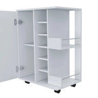 Wooden Bar Cart, Kitchen Serving Cart with Wine Rack and 1-Door Cabinet, 23.6x14.8x32.2 in.