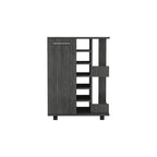 Wooden Bar Cart, Kitchen Serving Cart with Wine Rack and 1-Door Cabinet, 23.6x14.8x32.2 in.
