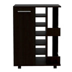 Wooden Bar Cart, Kitchen Serving Cart with Wine Rack and 1-Door Cabinet, 23.6x14.8x32.2 in.