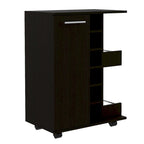 Wooden Bar Cart, Kitchen Serving Cart with Wine Rack and 1-Door Cabinet, 23.6x14.8x32.2 in.