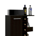 Wooden Bar Cart, Kitchen Serving Cart with Wine Rack and 1-Door Cabinet, 23.6x14.8x32.2 in.