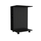 Wooden Bar Cart, Kitchen Serving Cart with Wine Rack and 1-Door Cabinet, 23.6x14.8x32.2 in.