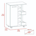 Wooden Bar Cart, Kitchen Serving Cart with Wine Rack and 1-Door Cabinet, 23.6x14.8x32.2 in.