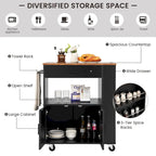 Kitchen Island Cart Rolling Storage Cabinet w/ Drawer & Rack Shelf