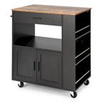 Kitchen Island Cart Rolling Storage Cabinet w/ Drawer & Rack Shelf