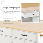 Kitchen Island Cart with 4 Door Cabinet and Two Drawers and 2 Locking Wheels - Solid Wood Top