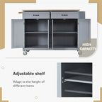 Kitchen Island Cart with Solid Wood Top and Locking Wheels