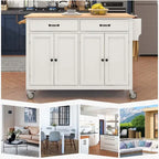 Kitchen Island Cart with Solid Wood Top and Locking Wheels
