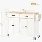 Kitchen Island Cart with Solid Wood Top and Locking Wheels
