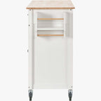 Kitchen Island Cart with Solid Wood Top and Locking Wheels