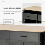 Kitchen Island Cart with Solid Wood Top and Locking Wheels