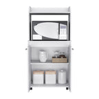 2-Tier Kitchen Island Cart, Rolling Microwave Oven Stand with Open Shelf and Double Door Cabinet
