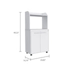 2-Tier Kitchen Island Cart, Rolling Microwave Oven Stand with Open Shelf and Double Door Cabinet