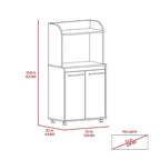 2-Tier Kitchen Island Cart, Rolling Microwave Oven Stand with Open Shelf and Double Door Cabinet
