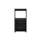 2-Tier Kitchen Island Cart, Rolling Microwave Oven Stand with Open Shelf and Double Door Cabinet
