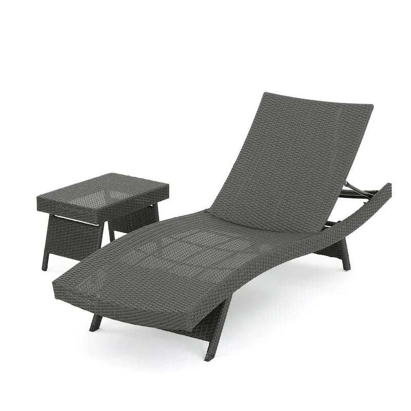 Hypoint Outdoor Wicker Armless Chaise Lounge and Table Set by Christopher Knight Home