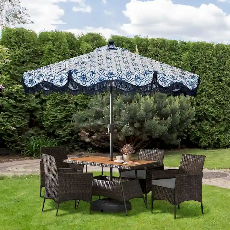 Teamson Home - 5-piece Brown Rattan Patio Dining Set - 47L x 27.6W x 29H