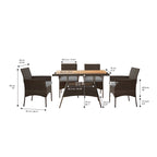 Teamson Home - 5-piece Brown Rattan Patio Dining Set - 47L x 27.6W x 29H