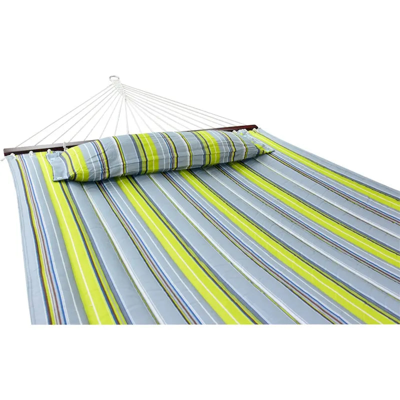 Hammock with Stand & Spreader Bars and Detachable Pillow, Heavy Duty, 450 Pound Capacity for Indoor/Outdoor (Green/Blue)
