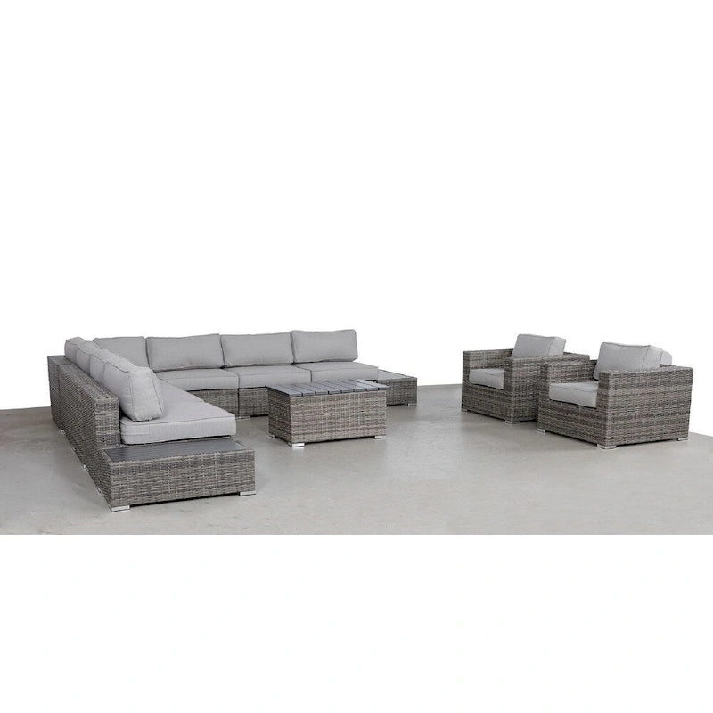 LSI 12 Piece Rattan Sectional Seating Group with Cushions