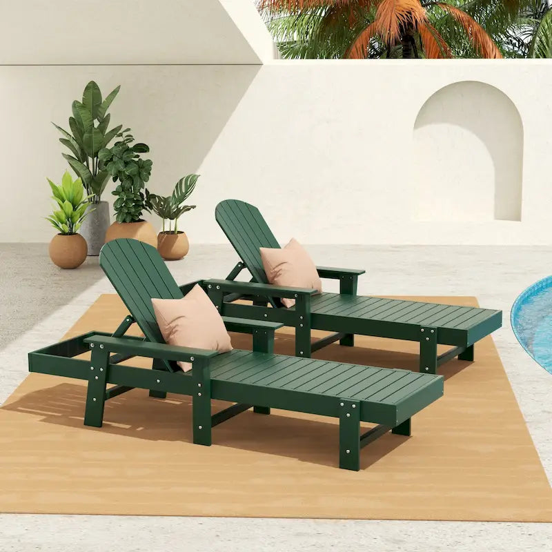 Polytrends Altura Poly Eco-Friendly All Weather Reclining Chaise Lounge with Arms (Set of 2)