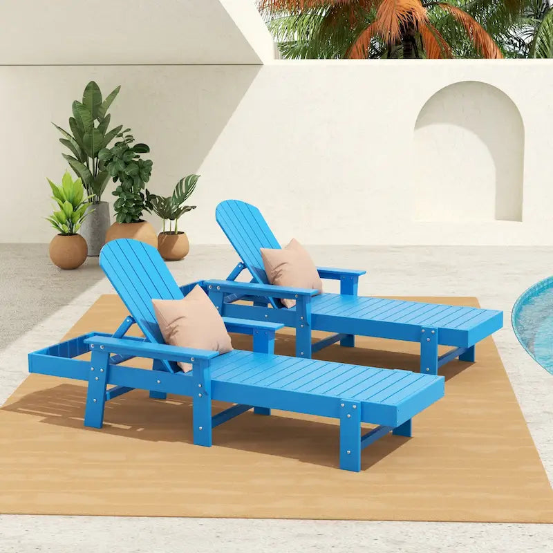 Polytrends Altura Poly Eco-Friendly All Weather Reclining Chaise Lounge with Arms (Set of 2)