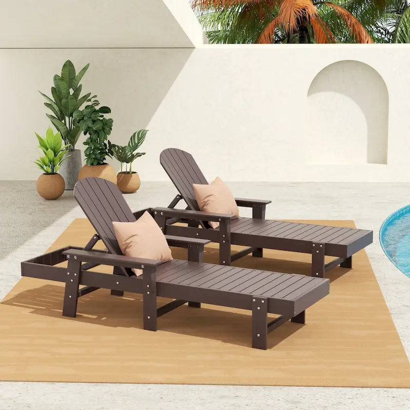 Polytrends Altura Poly Eco-Friendly All Weather Reclining Chaise Lounge with Arms (Set of 2)
