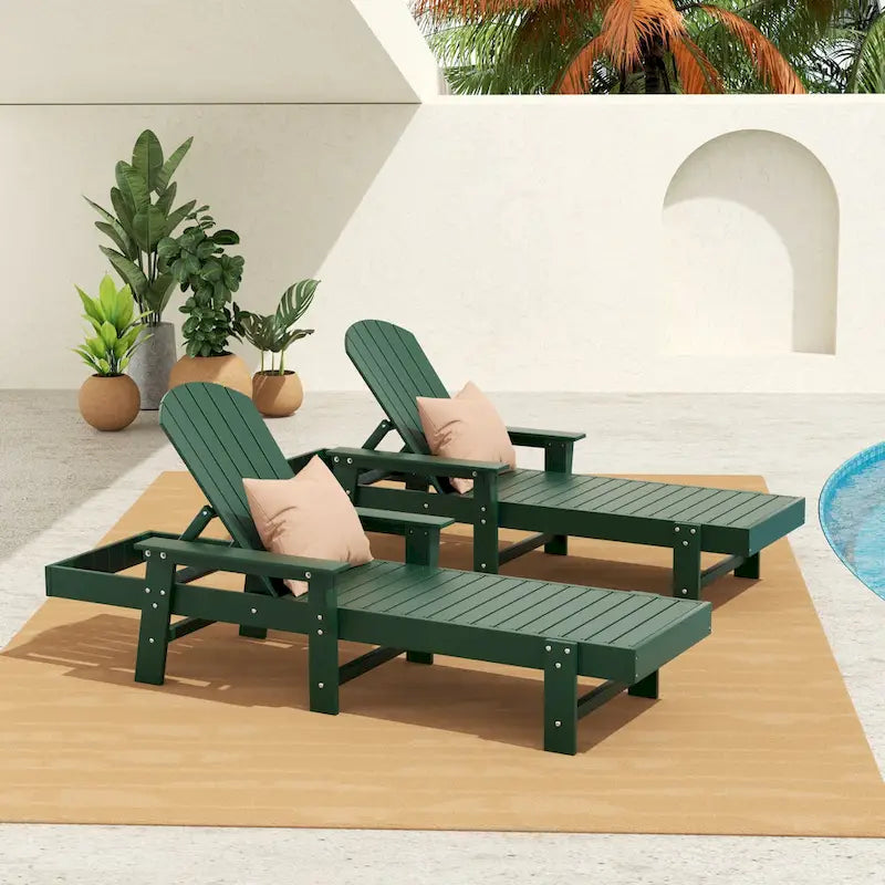 Polytrends Altura Poly Eco-Friendly All Weather Reclining Chaise Lounge with Arms (Set of 2)