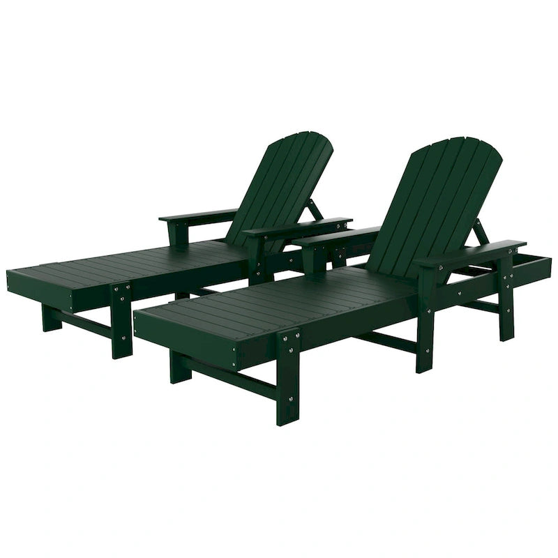 Polytrends Altura Poly Eco-Friendly All Weather Reclining Chaise Lounge with Arms (Set of 2)