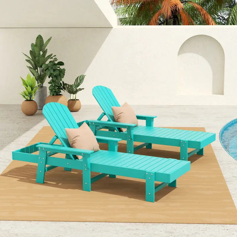 Polytrends Altura Poly Eco-Friendly All Weather Reclining Chaise Lounge with Arms (Set of 2)