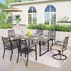 MAISON ARTS 7-Piece Patio Dining Set with Metal U-Shaped Leg Brown Dining Table and Metal Dining Chairs